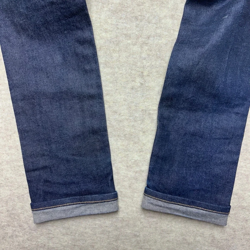 UNIQLO Jeans Kaihara Fabric Slim Straight‎ Low Rise Men's Dark Blue Denim